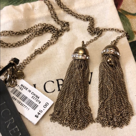 JCrew statement tied knot tassel necklace NEW